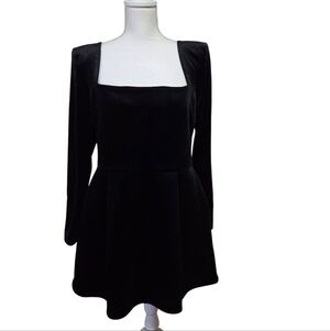 Nadine Merabi Kimberly Velvet Mini Dress Embellished Neckline Removed Black 14